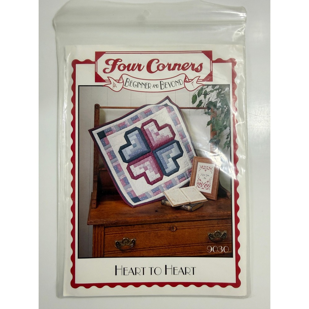 Four Corners Quilt Pattern Unisex OS Multicolor Heart To Heart Wallhanging 9030